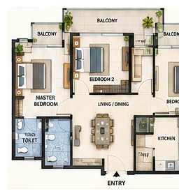 Patel Neotown 3 BHK + Store floor plan, 1735 sq ft, Greater Noida West
